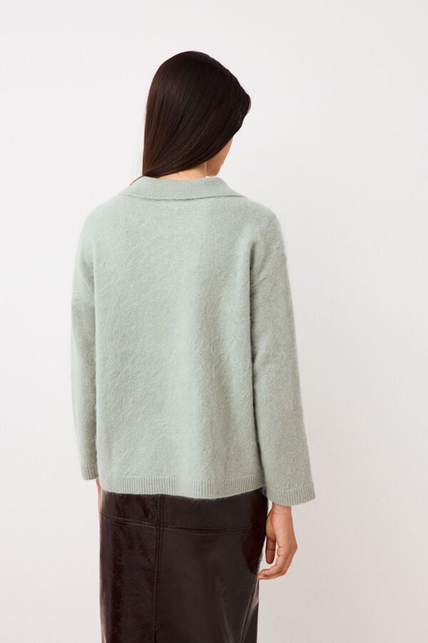 Pedro del Hierro Open polo neck jumper with faux fur effect Green