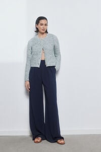 Pedro del Hierro Cropped knit cardigan with texture. Verde