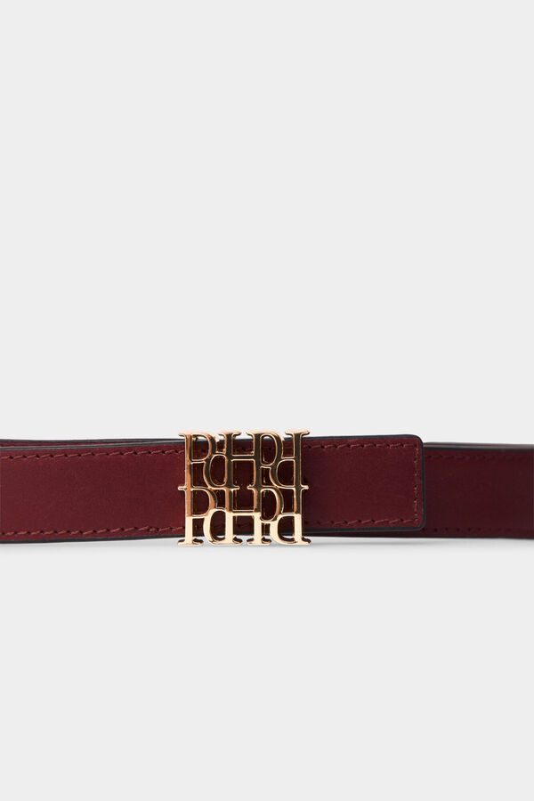 Pedro del Hierro Cintur&oacute;n cl&aacute;sico logo PdH Burdeos