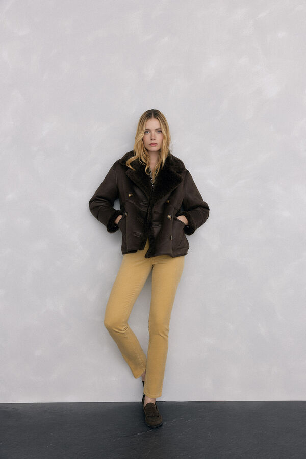 Pedro del Hierro Pantalones pana push up Beige