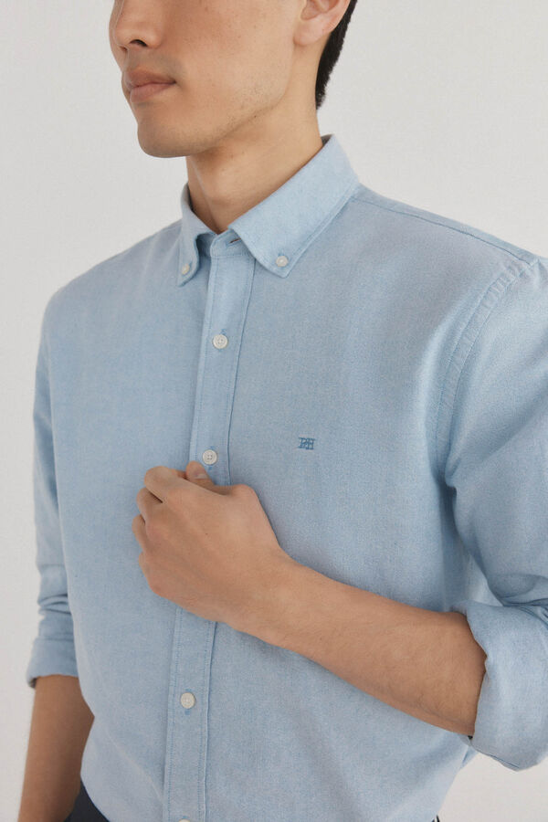 Pedro del Hierro Iconic plain oxford shirt Turquoise