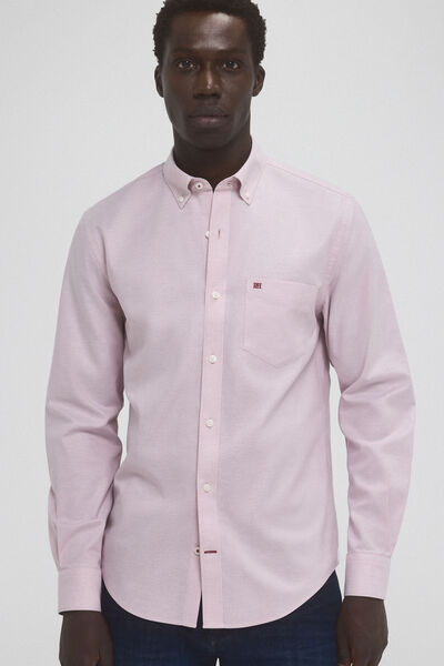 Pedro del Hierro Plain non-iron Oxford shirt Burgundy