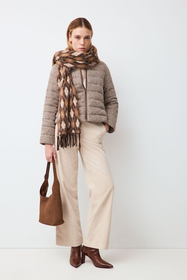 Pedro del Hierro Herringbone short parka Brown