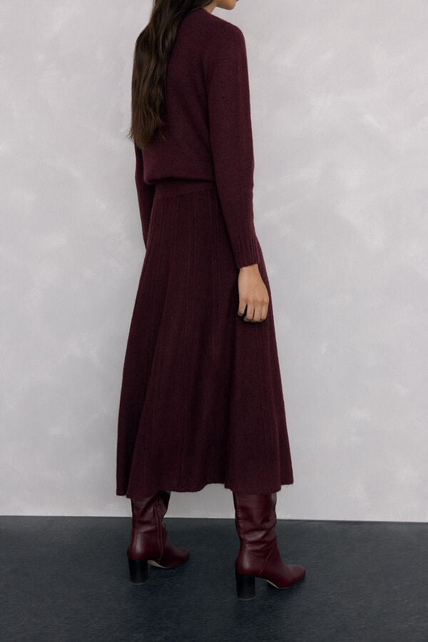 Pedro del Hierro Mottled jersey-knit skirt Burgundy