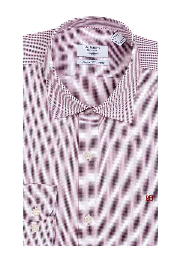 Pedro del Hierro Non-iron + anti-stain slim fit dress shirt Burgundy