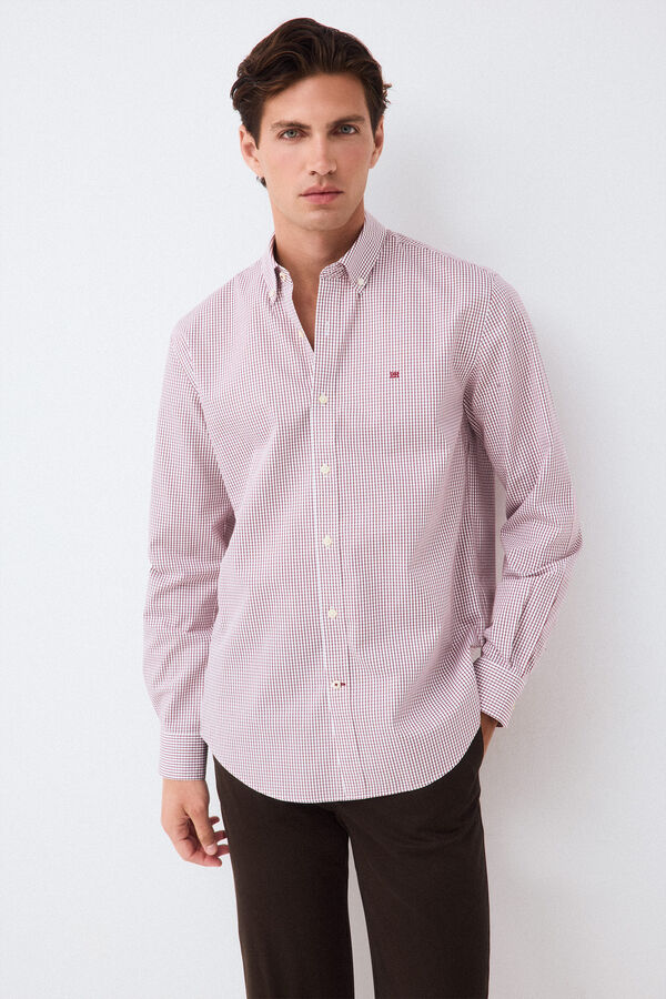 Pedro del Hierro Plaid shirt Burgundy