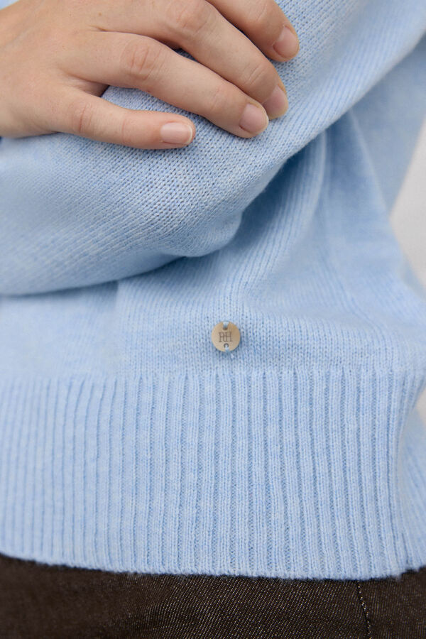 Pedro del Hierro wool sweater with a central crew neck Blue