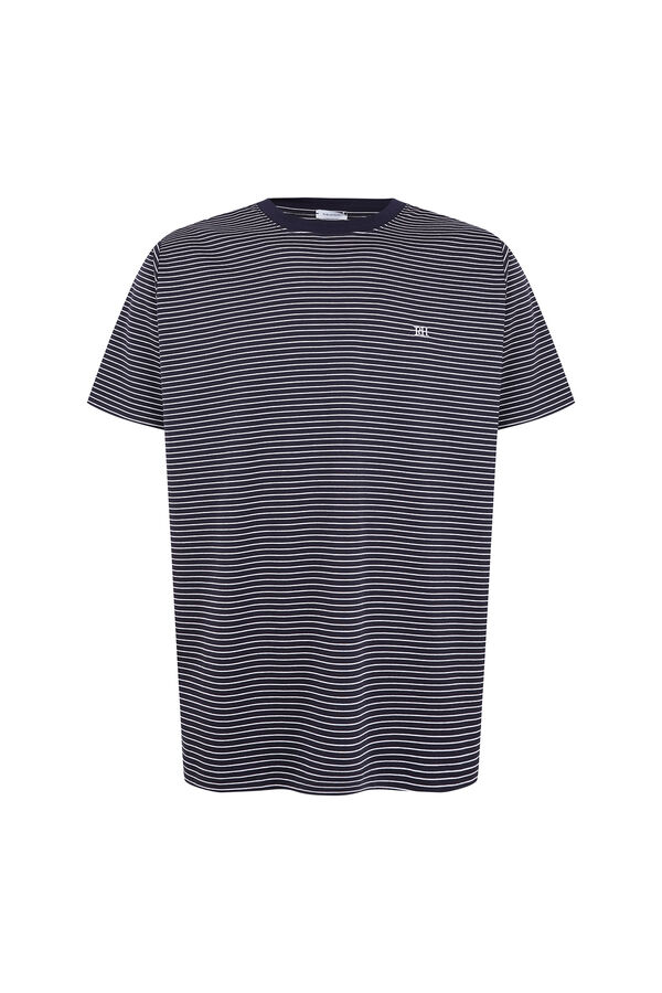 Pedro del Hierro Striped mercerized cotton T-shirt Blue