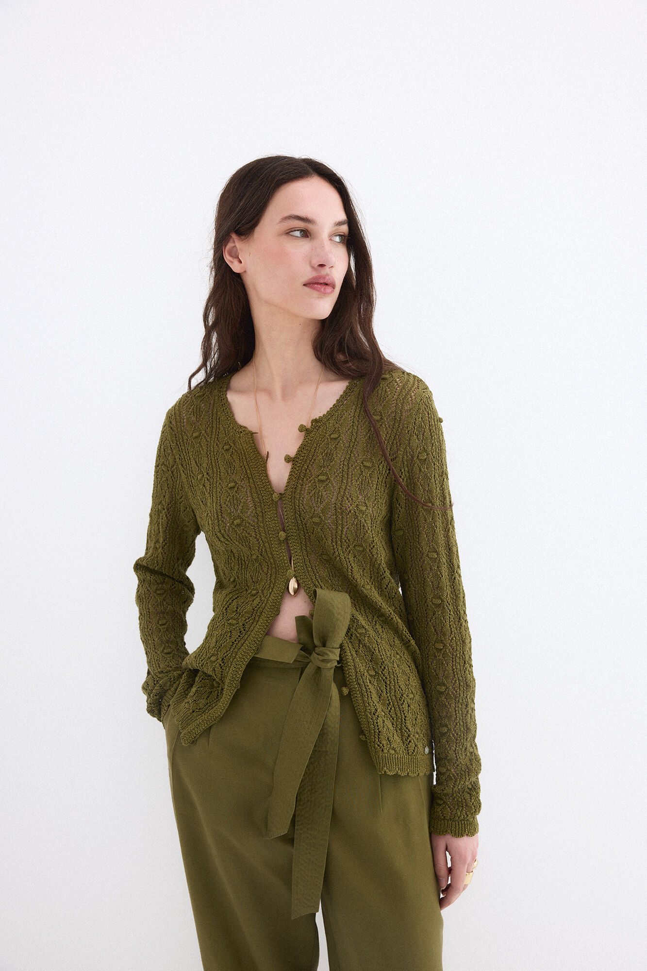 Pedro del Hierro Fancy openwork with crochet trim jacket