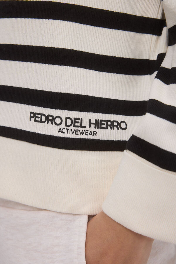 Pedro del Hierro Sudadera rayas con logo Negro