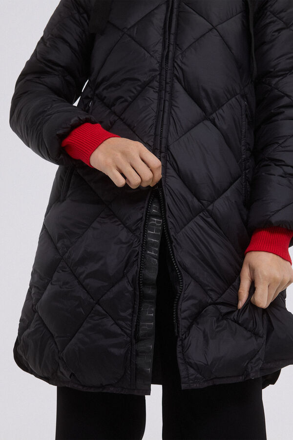 Pedro del Hierro Parka comprida capuz Preto