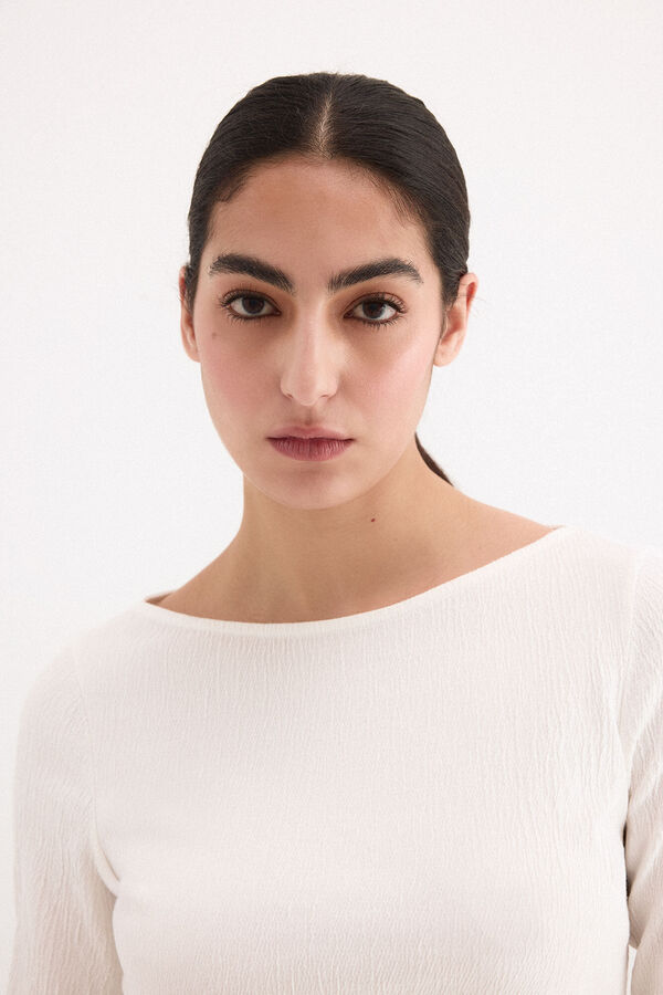 Pedro del Hierro Crinkled boat neck top White