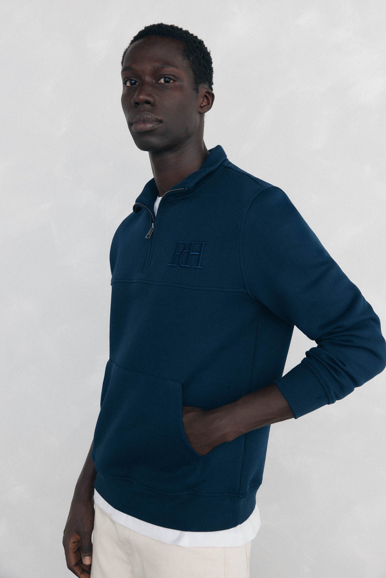 Pedro del Hierro Technical fabric zip-neck sweatshirt