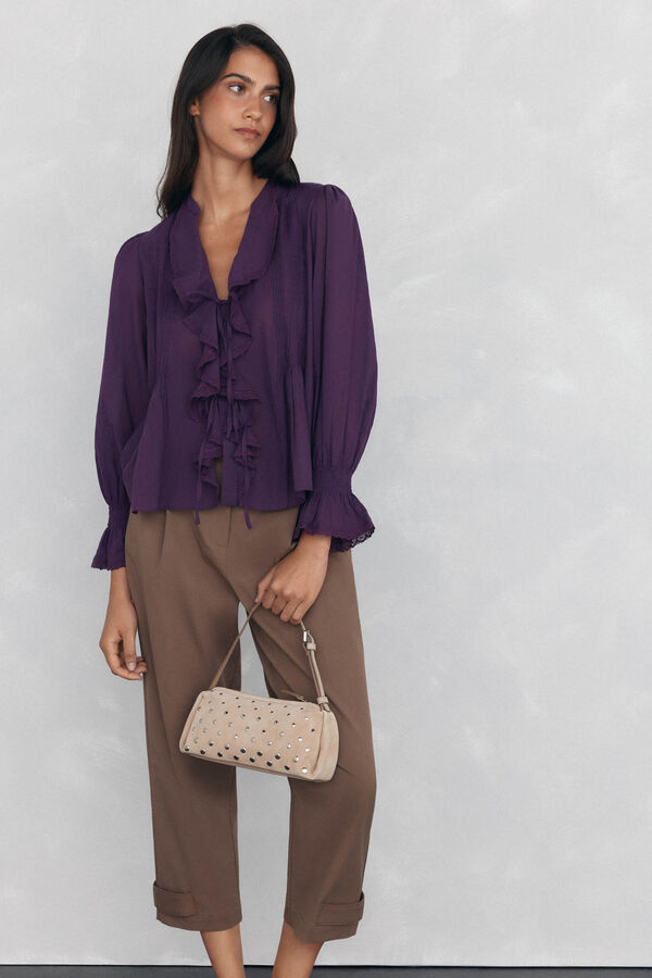 Pedro del Hierro Blusa romantica volante Morado
