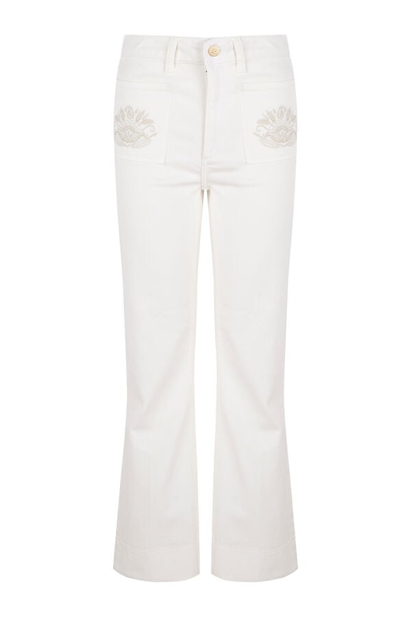 Pedro del Hierro Jeans flare cropped Ecru