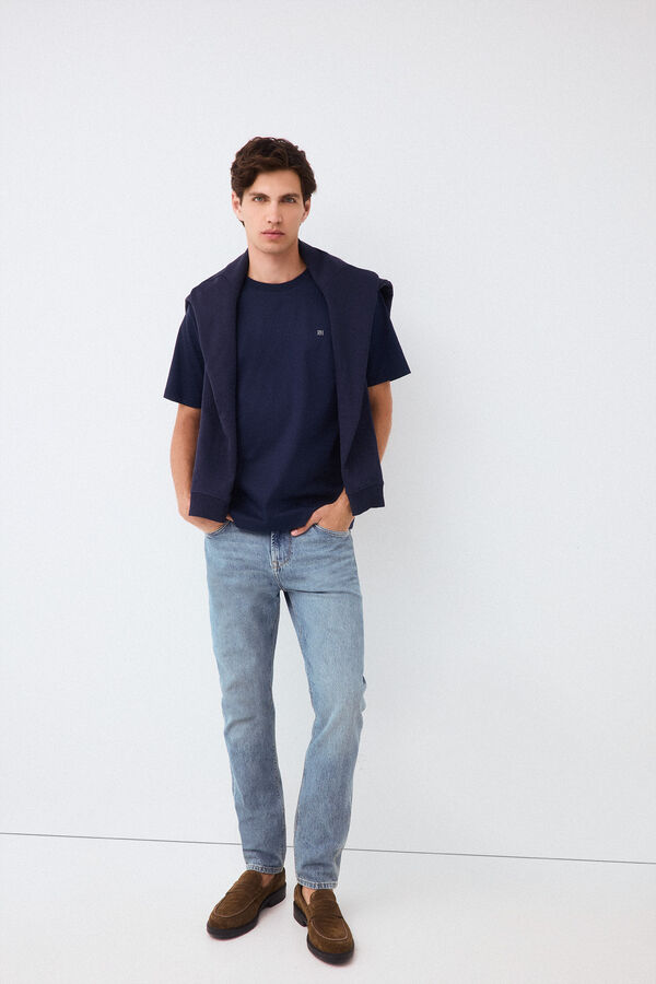 Pedro del Hierro Plain mercerized T-shirt Blue