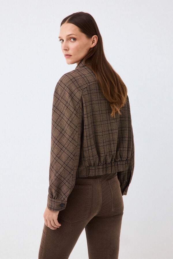 Pedro del Hierro Harris plaid bomber Brown