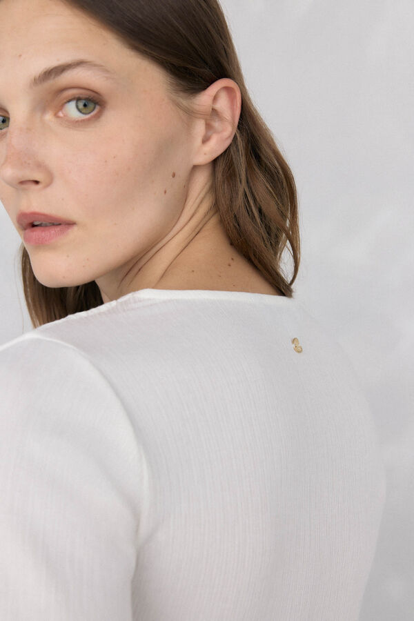 Pedro del Hierro Top drapeado textura Crudo