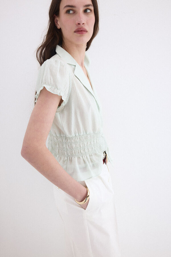 Pedro del Hierro Coated plain blouse Turquoise