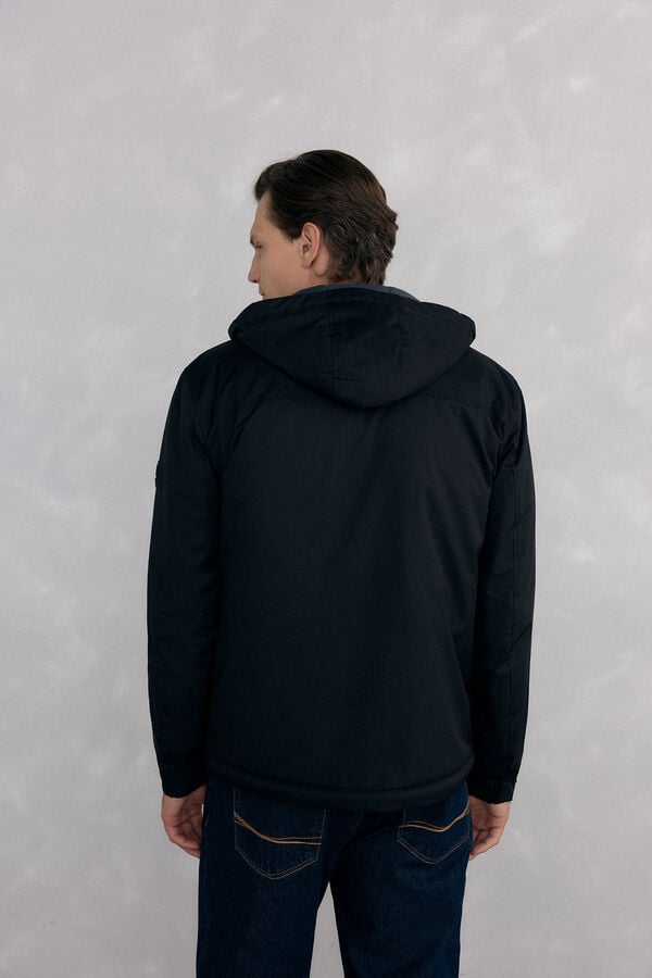 Pedro del Hierro Zip fastening jacket with hood Black