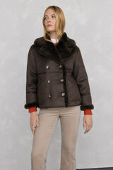 Pedro del Hierro Double-sided faux shearling coat Brown