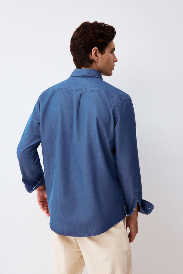Pedro del Hierro Denim Italian chambray fabric shirt Blue