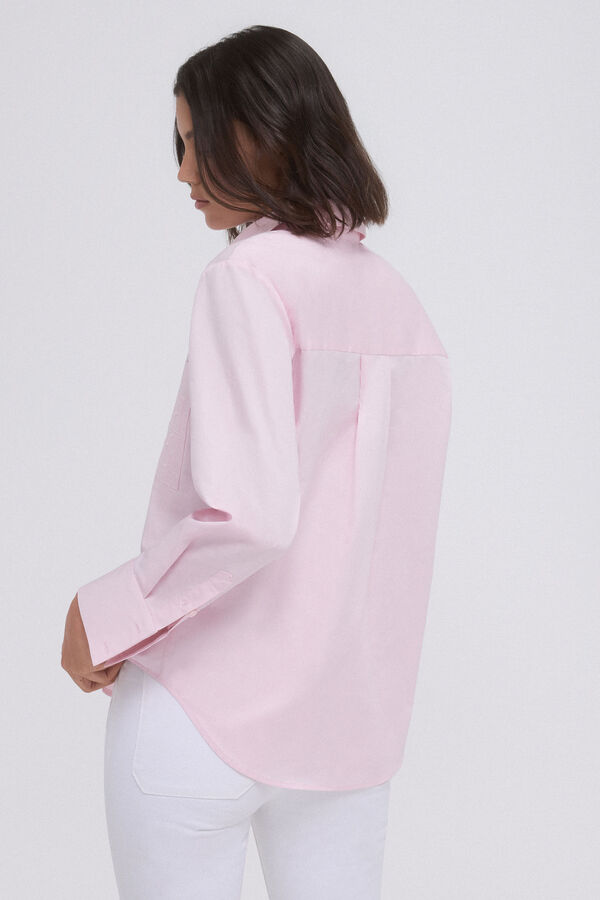 Pedro del Hierro Camisa oversize com logo em popeline Rosa