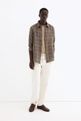 Pedro del Hierro Italian linen plaid shirt Brown