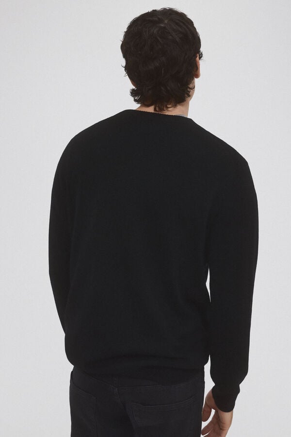 Pedro del Hierro Wool and cashmere round neck jumper Black