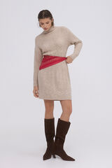 Pedro del Hierro Jersey-knit cross-knit dress Beige
