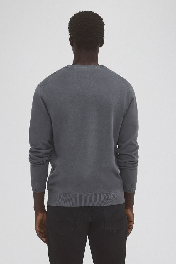 Pedro del Hierro Fine jersey-knit cotton V neck jersey Grey