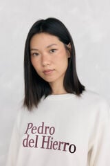 Pedro del Hierro long sleeve T-shirt with soft touch logo and activewear Ecru