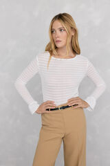 Pedro del Hierro Structured gathered T-shirt Ecru