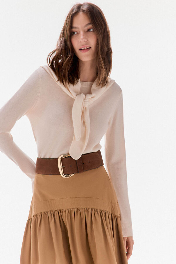 TFP by Tamara Falcó Falda tafeta abullonada Beige