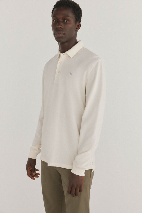 Pedro del Hierro Essential long-sleeved polo shirt Ecru
