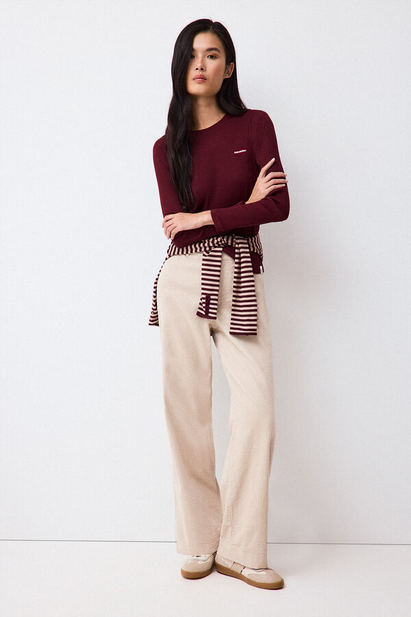 Pedro del Hierro Long-sleeved ribbed T-shirt Burgundy