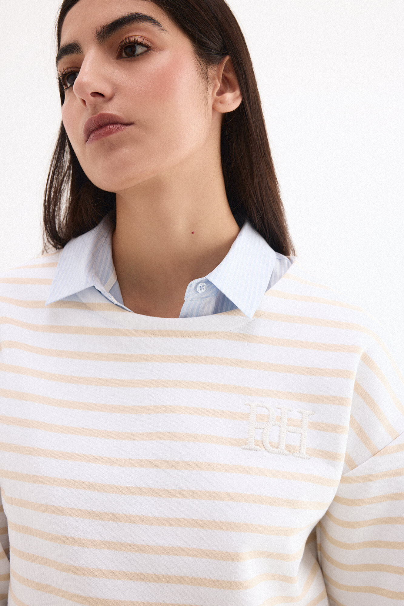Pedro del Hierro Striped pdh logo sweatshirt
