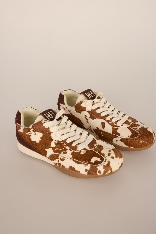 Pedro del Hierro Cow print leather sneakers Brown