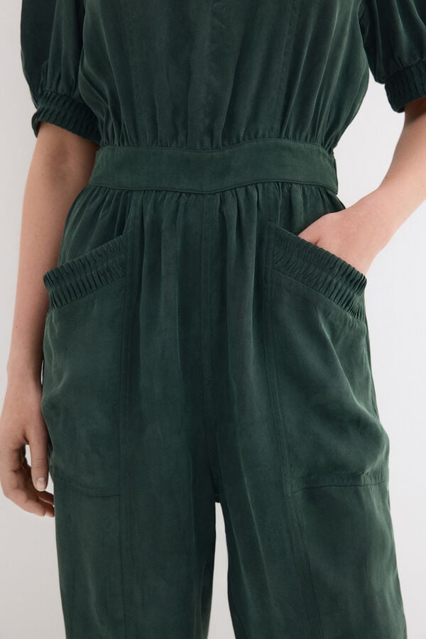 Pedro del Hierro Long sleeve detail jumpsuit Green