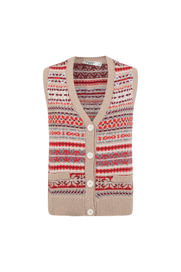 TFP by Tamara Falcó Geometric jacquard gilet Beige