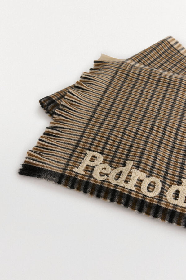 Pedro del Hierro Checked cloth scarf Grey