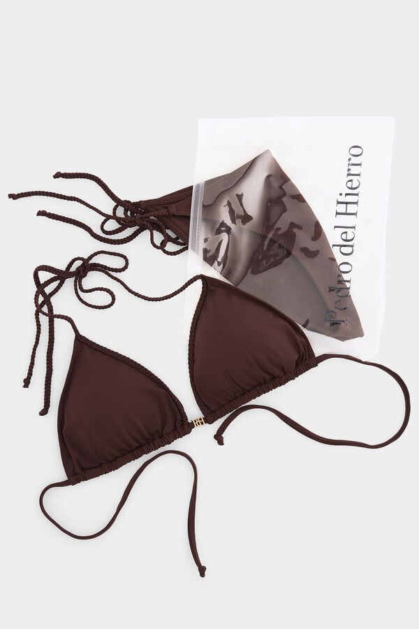 Pedro del Hierro Biqu&iacute;ni com detalhe de tran&ccedil;a Marrom