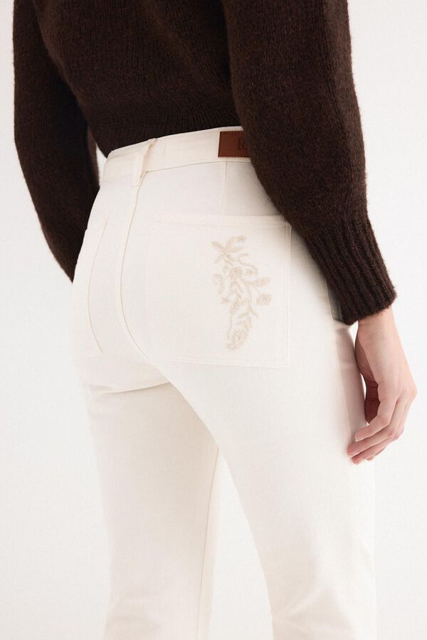 Pedro del Hierro Jeans flare cropped Ecru