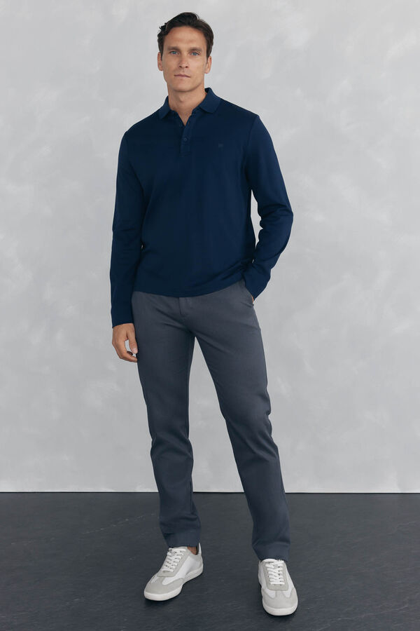 Pedro del Hierro Slim-fit print chinos pants Grey