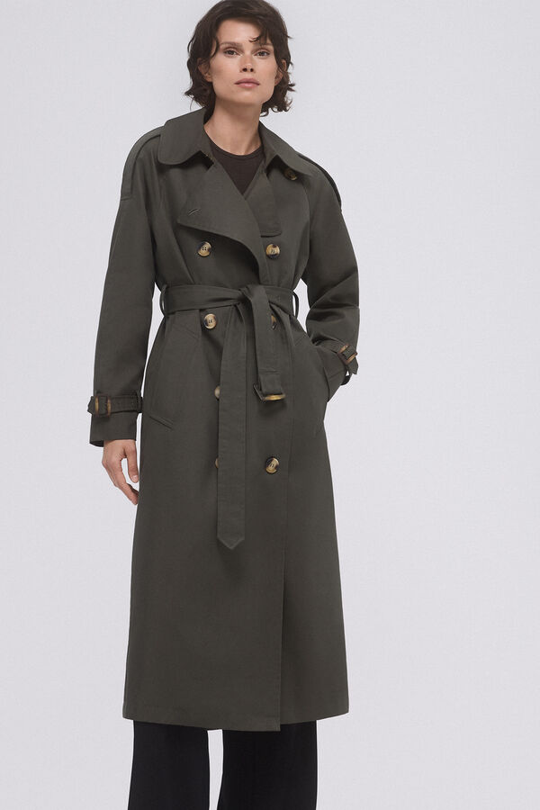 Pedro del Hierro Trench coat longo com cinto Verde