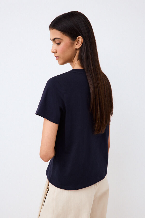 Pedro del Hierro Short sleeve T-shirt with pocket and chain detail Blue