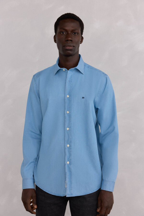 Pedro del Hierro Italian fabric denim shirt Blue