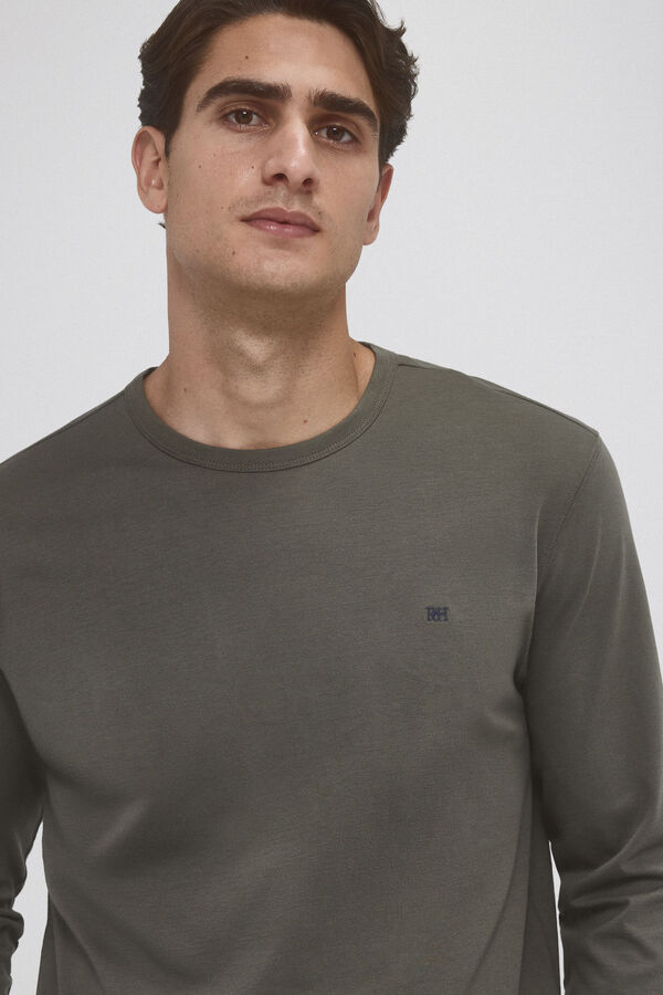 Pedro del Hierro Basic long sleeve T-shirt Green