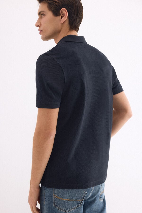 Pedro del Hierro Textured polo shirt Blue