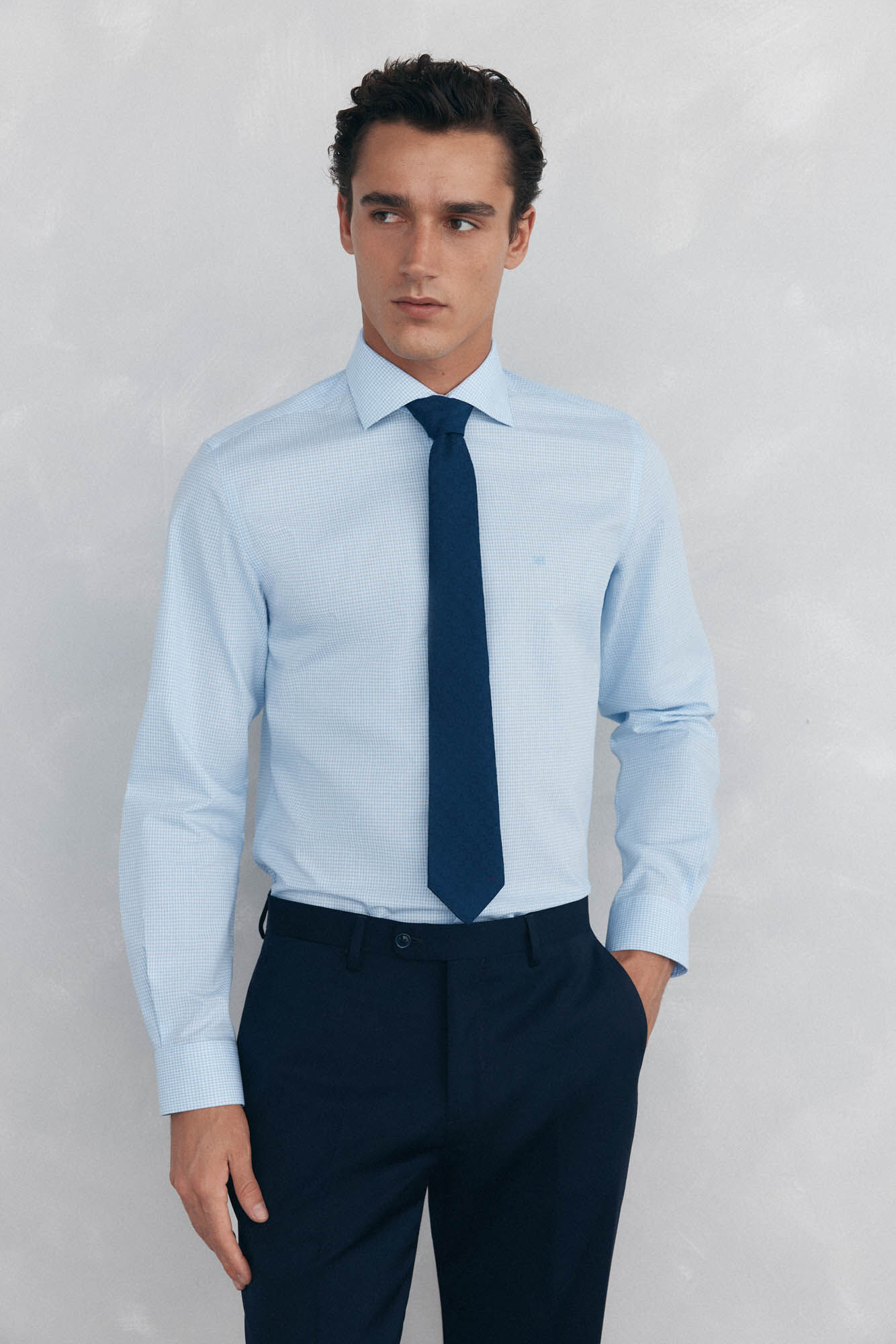 Pedro del Hierro Checked dress shirt, non-iron + anti-stain